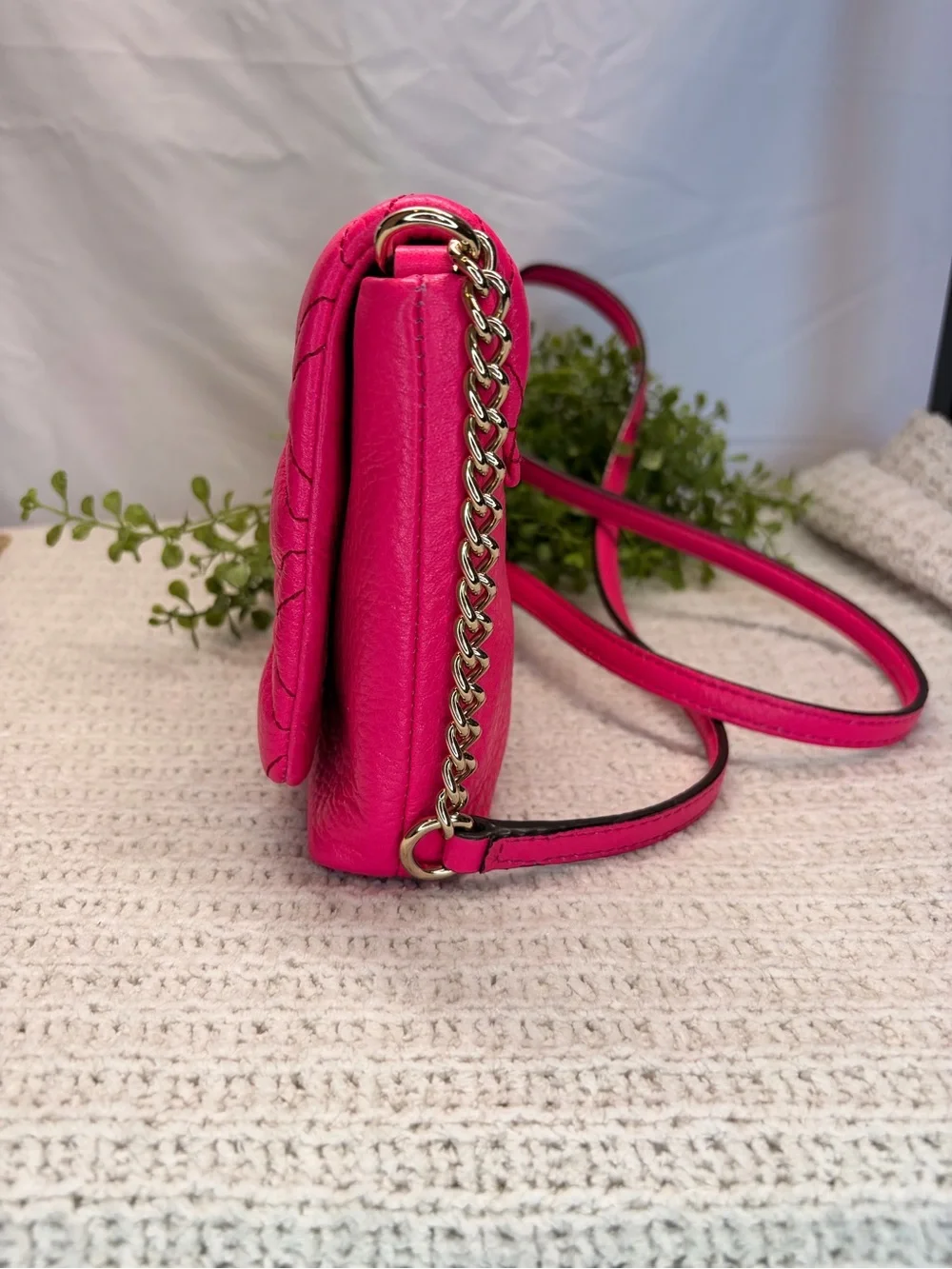 kate spade Hot Pink Quilted Leather Crossbody with gold Turnlock